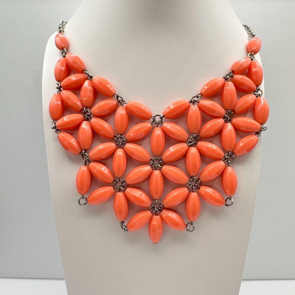 Vintage 90s ILY Couture Floral Beaded Bib Statement Necklace Women's